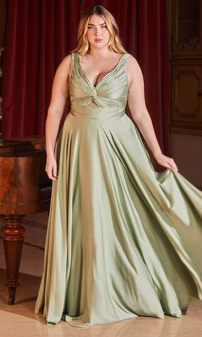 Ruched Knotted V-Neck Prom Gown