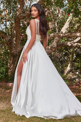 Cowl Neck Satin A-Line Gown