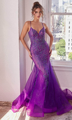 Plunging Godets Mermaid Evening Gown