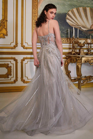 Applique A-Line Long Prom Dress