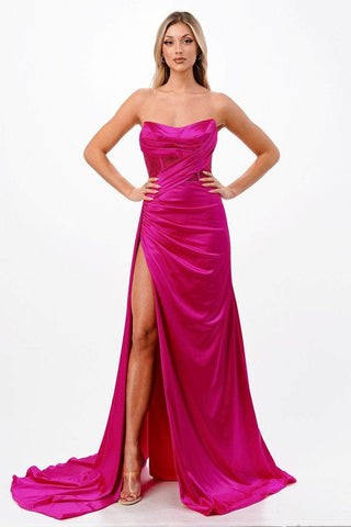Fitted Satin Formal Gown