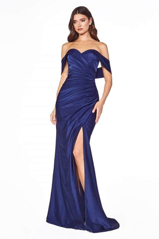 Off Shoulder Fitted Jersey Long Gown