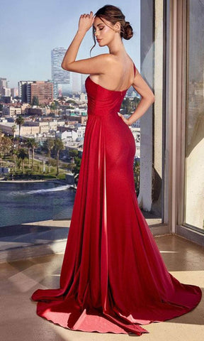 Ruched Bodice Asymmetric Prom Gown