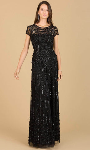 Cap Sleeve Embroidered Evening Dress