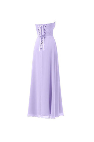 Lilac Chiffon Bridesmaid Dress Floor Length Prom Evening Gown BD005