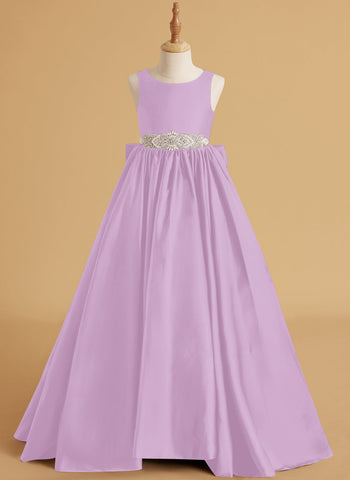 Ball-Gown/Princess Satin Sweep Train Flower Girl Dress