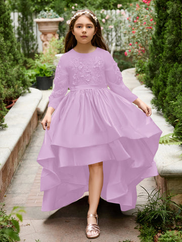 A-line Satin Asymmetrical Flower Girl Dress
