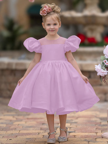 Ball-Gown/Princess Satin Knee-length Flower Girl Dress