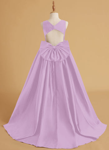 Ball-Gown/Princess Satin Sweep Train Flower Girl Dress