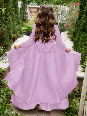A-line Satin Asymmetrical Flower Girl Dress