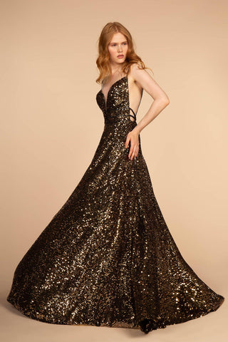 Long Fully Sequins Prom Formal Ball Gown