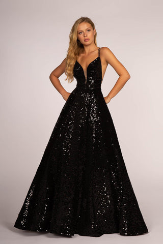 Long Fully Sequins Prom Formal Ball Gown
