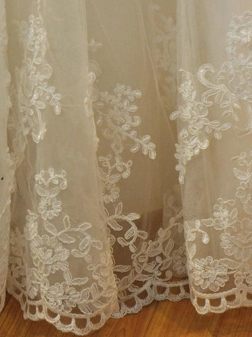 Long Mermaid Strapless Court Train Lace Organza Wedding Dresses