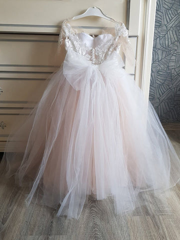 Long Princess Tulle Boho Flower Girl Dresses with Sleeves