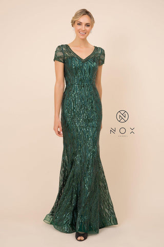 Long Prom Dress Sequin Print Trumpet Gown
