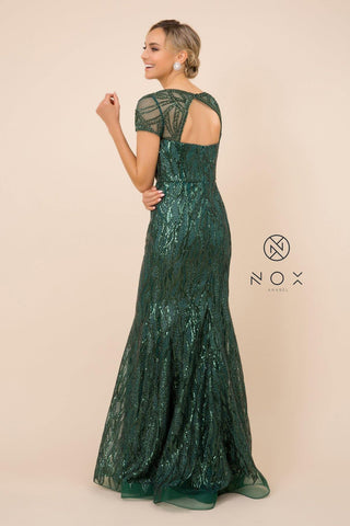 Long Prom Dress Sequin Print Trumpet Gown