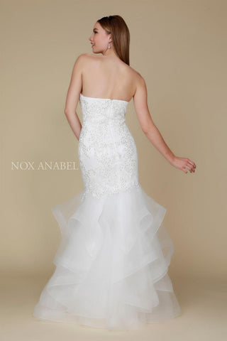 Long Strapless Formal Wedding Bridal Dress
