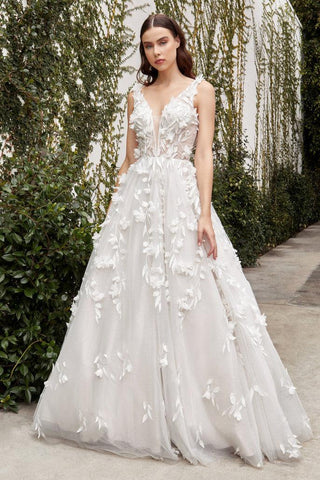 Long White Couture Floral Wedding Dress