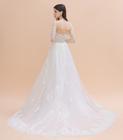 Luxury Beaded Lace Mermaid Wedding Dresses Tulle Appliques Bride Dresses with Detachable Train