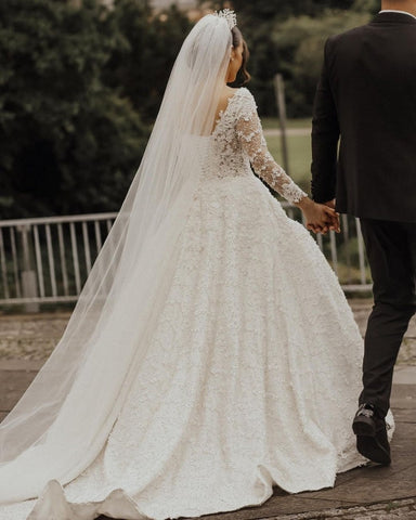 Luxury lace wedding dresses | A line wedding dresses with sleeves