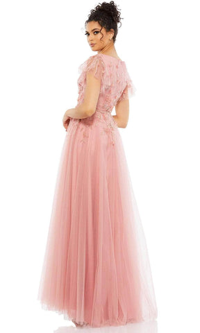 Vestido de graduación de corte A con escote en V