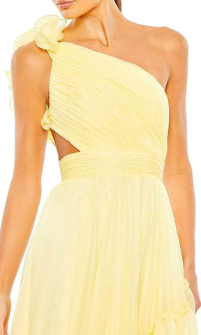 Vestido de graduación con corpiño asimétrico plisado