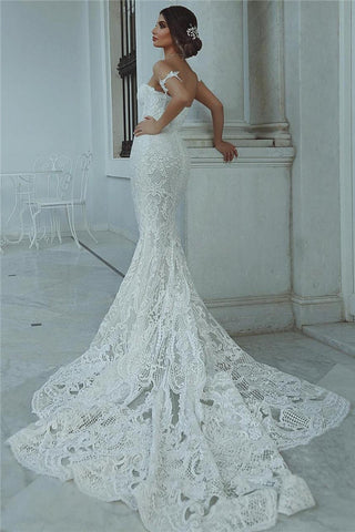 Mermaid Lace Wedding Dress Beautiful Sweetheart Bridal Wears leeve Decorations