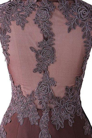 Mermaid Prom Dress Lace Appliques Sheer Back Bridesmaid Dress BD024