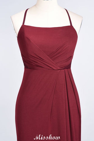 Mermaid spandex Lace Spaghetti-Straps Sleeveless Floor-Length Bridesmaid Dress