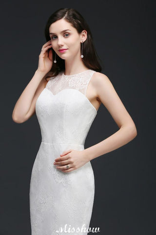 Mermaid Sweep Train Lace New Arrival Wedding Dresses with Buttons