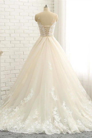 Mermaid \ Trumpet Jewel Neck Chapel Train Lace Tulle Lace Over Satin Regular Straps Formal See-Through Wedding Dresses
