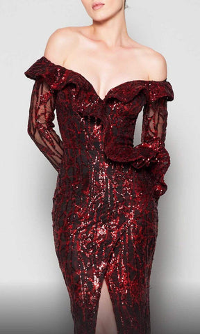 Embellished Off-Shoulder Sheath Dress