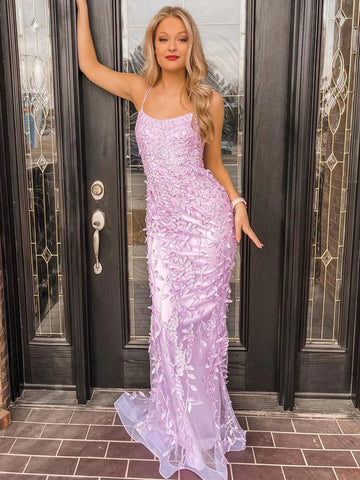 Vestidos de fiesta formales de sirena, largos y modestos, con escote redondo, espalda descubierta y encaje.