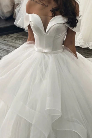New Arrival Off-the-Shoulder Princess Puffy Layers Wedding Dress