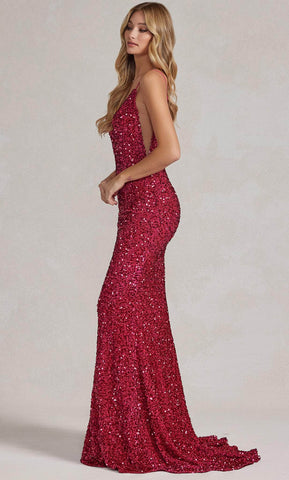Sequin V-Neck Evening Dress