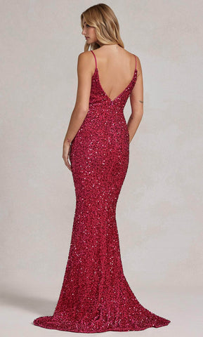 Sequin V-Neck Evening Dress