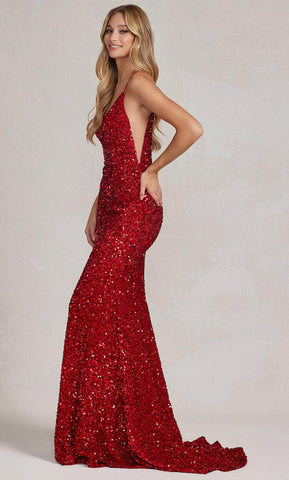 Sequin V-Neck Evening Dress