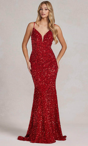 Sequin V-Neck Evening Dress