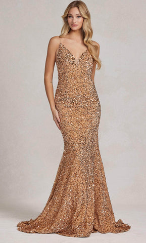Sequin V-Neck Evening Dress