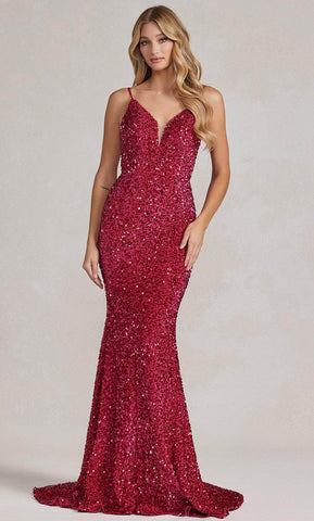 Sequin V-Neck Evening Dress