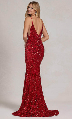 Sequin V-Neck Evening Dress