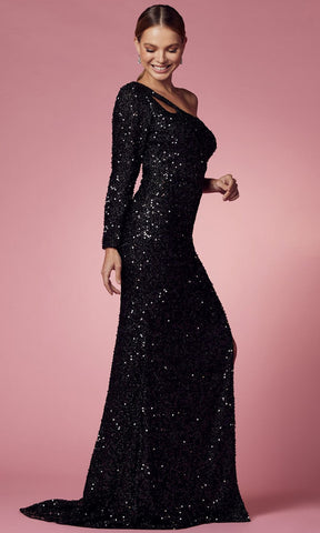 Sequin Cutout Ornate Evening Dress