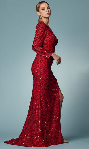 Sequin Cutout Ornate Evening Dress