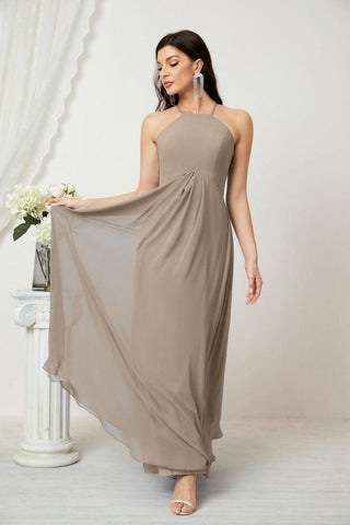 Baoleely Chiffon Halter Bridesmaid Dresses Long A-Line Formal Evening Dress 2805