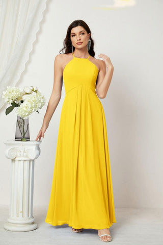 Baoleely Chiffon Halter Bridesmaid Dresses Long A-Line Formal Evening Dress 2805