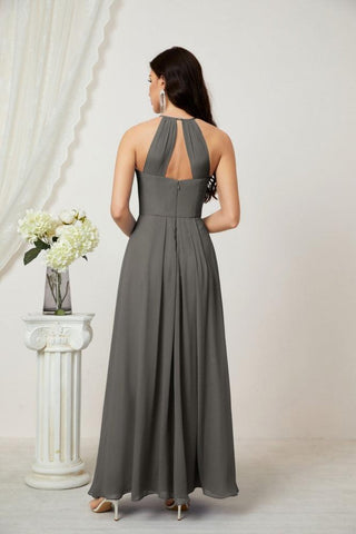 Baoleely Chiffon Halter Bridesmaid Dresses Long A-Line Formal Evening Dress 2805