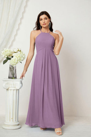 Baoleely Chiffon Halter Bridesmaid Dresses Long A-Line Formal Evening Dress 2805