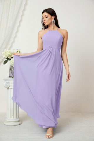 Baoleely Chiffon Halter Bridesmaid Dresses Long A-Line Formal Evening Dress 2805