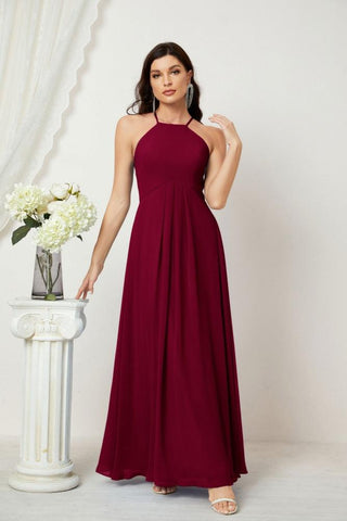 Baoleely Chiffon Halter Bridesmaid Dresses Long A-Line Formal Evening Dress 2805