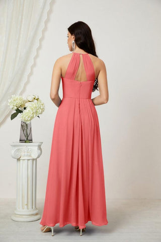 Baoleely Chiffon Halter Bridesmaid Dresses Long A-Line Formal Evening Dress 2805